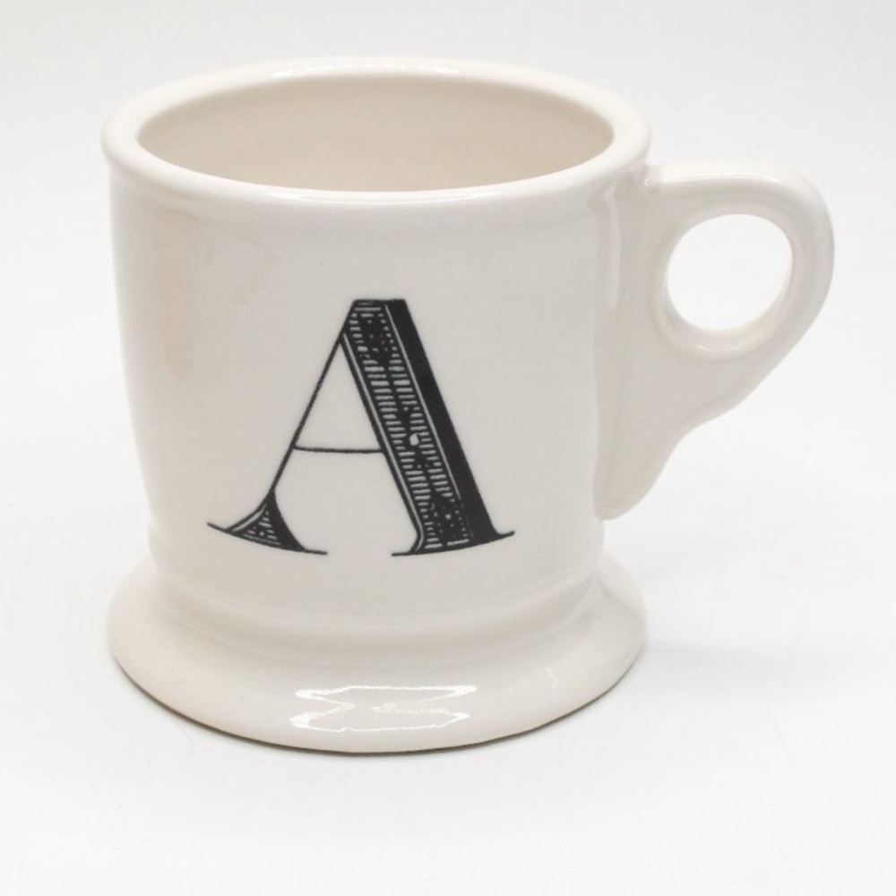 Anthropologie Monogram 'A' Ceramic Mug in White and Black